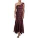 NW Nightway Womens Petites Lace Overlay Glitter Evening Dress