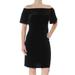 AMERICAN LIVING Womens Black Short Sleeve Off Shoulder Knee Length Sheath Cocktail Dress Size XS