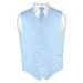 Men's Dress Vest & Skinny NeckTie Solid Baby Blue Color 2.5" Neck Tie Set