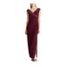 RALPH LAUREN Womens Burgundy Slitted Sleeveless V Neck Full-Length Sheath Formal Dress Size 16