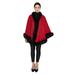 Cashmere Cape with Fur Trim/Cashmere Cape/Cashmere Capes/Cape/Capes/Fur Cape/Fur Capes for women/Capes and Shawls/Fur Caplet/Caplet/Coat/Poncho/Shrug/Ruana (MO2NL-RED WITH BLACK FUR)