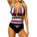 Follure Women Newest Bra Bikini Printed Bohemia One Piece Swimwear Brand Swimsuit XL