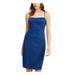 JUMP Womens Blue Glitter Low Back Solid Spaghetti Strap Square Neck Above The Knee Fit + Flare Party Dress Size 9\10