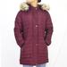 Womens Mid-Length Quilted Jacket, Burgundy - Case of 12