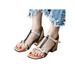 Daeful Womens Ladies Block Low Heel T Bar Sandals Open Toe Ankle Strap Casual Shoes Size