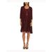 R&M RICHARDS Womens Burgundy Long Sleeve Jewel Neck Above The Knee Hi-Lo Dress Size 6P