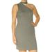 1. STATE Womens Gray Cold Shoulder W/choker Sleeveless Asymmetrical Neckline Above The Knee Fit + Flare Evening Dress Size S