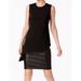 Calvin Klein NEW Black Womens 6 Assymetrical Faux-Leather Shift Dress