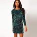 Tomshoo New Women Sequin Bodycon Dress Round Neck 3/4 Sleeve Plunge Back Party Evening Mini Dress