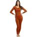 Rocky Thermal Underwear for Women Fleece Lined Thermals Women's Base Layer Long John Set (Rust - Midweight - Large)