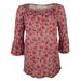 Michael Kors Women's Floral Gathered Sleeve Peasant Top