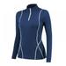 Clearance Newway Women Workout Jacket Stand Collar Half Zip-up Front Yoga Workout Running Track Tops Slim Fit Solid Color Activewear Blue L