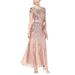 R&M Richards Women's Short Sleeve Sequin-Embellished Pleated Gown Mauve, 6