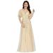 Ever-Pretty Women's Short Sleeve A-line Embroidery Elegant Sepcial Occasion Dress 00734 Gold US12