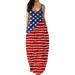 Frecoccialo Women V-Neck Maxi Dress Sleeveless Halter One-Piece Spaghetti Strap Plus Size Gradient Sundress