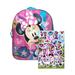 Girls Minnie Mouse Backpack 15" Backpack Bow w/ 20-CT 3D Sticker Sheet Set