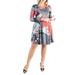 24seven Comfort Apparel Plus Size Classic Long Sleeve Flared Mini Dress