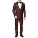 Adam Baker Men's 9-3409 Slim Fit One Button Satin Shawl Collar Tuxedo Suit - Burgundy - 36 Short