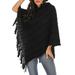 LELINTA Women Tassel Poncho Sweater Shawls Capes Irregular Hem Fringed Striped Pullover Wrap Coats Tops Outwear