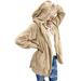 Cyber Monday Clearance!! Women's Coat Female Oversized Open Front Fuzzy Fleece Full Sleeve Cardigan Hooded Solid Color Faux Fur Warm Jacket