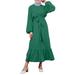 ZANZEA Shirt Dress for Women Elegant Ruffle Hem Dubai Islam Puff Sleeve Maxi Dresses