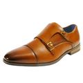 Bruno Marc Mens Monk Strap Slip On Loafers Business Dress Lace-up Cap toe Oxford Shoes HUTCHINGSON_2 CAMEL Size 8.5