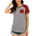 Sexy Dance Womens Short Sleeve Blouse Plaid Raglan Crewneck T Shirts Tees Front Pocket Color Block Casual Loose Fit T-Shirts Tops for junior Gray L