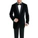 DTI BB Signature Men's One Button Shawl Lapel Black Velvet Tuxedo Suit Black