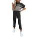 Summer Short Sleeve Casual Loungewear Set For Women Striped Sport Comfy Tracksuits Sweatshirts Trousers 2PCS Ladies Sport Activewear Suit Loose Top+Pants