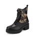 DREAM PAIRS Women's Chunky Heel Ankle Boots Lace Up Outdoor Platform Combat Boots STRONG-1 BLACK/CAMO Size 7.5