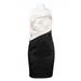 JS Collections Strapless Embellished Front Contrast Satin Sheath Dress