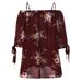 Cold Shoulder Women Floral Print Casual Chiffon Blouse