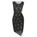 New Women Sleeveless Lace Mini Dress O Neck Back Zipper Bodycon Bandage Dress Black