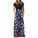 Mchoice maxi dresses for women summer Fashion Round-Neck Casual Loose Floral Print Short Sleeve Long sun dresses women plus size dress
