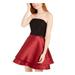 SPEECHLESS Womens Burgundy Embellished Floral Strapless Short Fit + Flare Party Dress Size 9