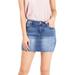 Celebrity Pink Women's Juniors Denim Mini Skirt with Raw Hem Cut (1, Denim)