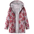 Women Jacket Teddy Coat Winter Women Windbreaker Floral Print Warm Outwear Hooded Pockets Vintage Coats Plus Size