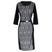 Peach Couture 3/4 Sleeves Chic Printed Work Business Party Sheath Slimming Dress Diamond Small