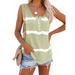 Womens Tie Dye Tank Tops Casual Stripe Scoop Neck Tunic Top Summer Sleeveless T-shirt Blouse Vest