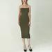 SANAG Women Boat Neck Pencil Dress Solid Color Sleeveless Summer Dress, army green, S