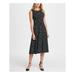 DKNY Womens Black Polka Dot Sleeveless Jewel Neck Midi Shift Dress Size 4