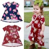 Newborn Kids Baby Girls Toddler clothes Princess Floral print Short Sleeve round neck cotton casual Mini Dresses Summer Clothes one pieces