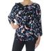 RACHEL ROY Womens Black Split Sleeve Printed 3/4 Sleeve Jewel Neck Top Size: XL