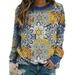 Women Floral Long Sleeve Crew Neck Sweatshirts Pullover Casual Tops