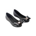 LUXUR WOMENS FLAT BALLERINA OFFICE JELLY BOW SLIP ONS CASUAL SHOES PUMPS