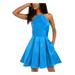 B DARLIN Womens Blue Sleeveless Halter Short Fit + Flare Party Dress Size 9\10