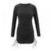 Prettyui Casual Round Neck Long Sleeve Dresses Autumn Sexy Dress Women Bodycon Pencil Dresses