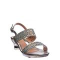 Nora1 Girls Rhinestone Crystal Sandal - Childrens Open Toe Glass Heel Dress Shoe