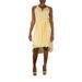 Peach Couture Womens Hi Low Gold Embellished Tank Dress with Fabric Waist Tie