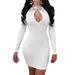 Dewadbow Women Long Sleeve Bodycon Cocktail Evening Party Pencil Mini Dress